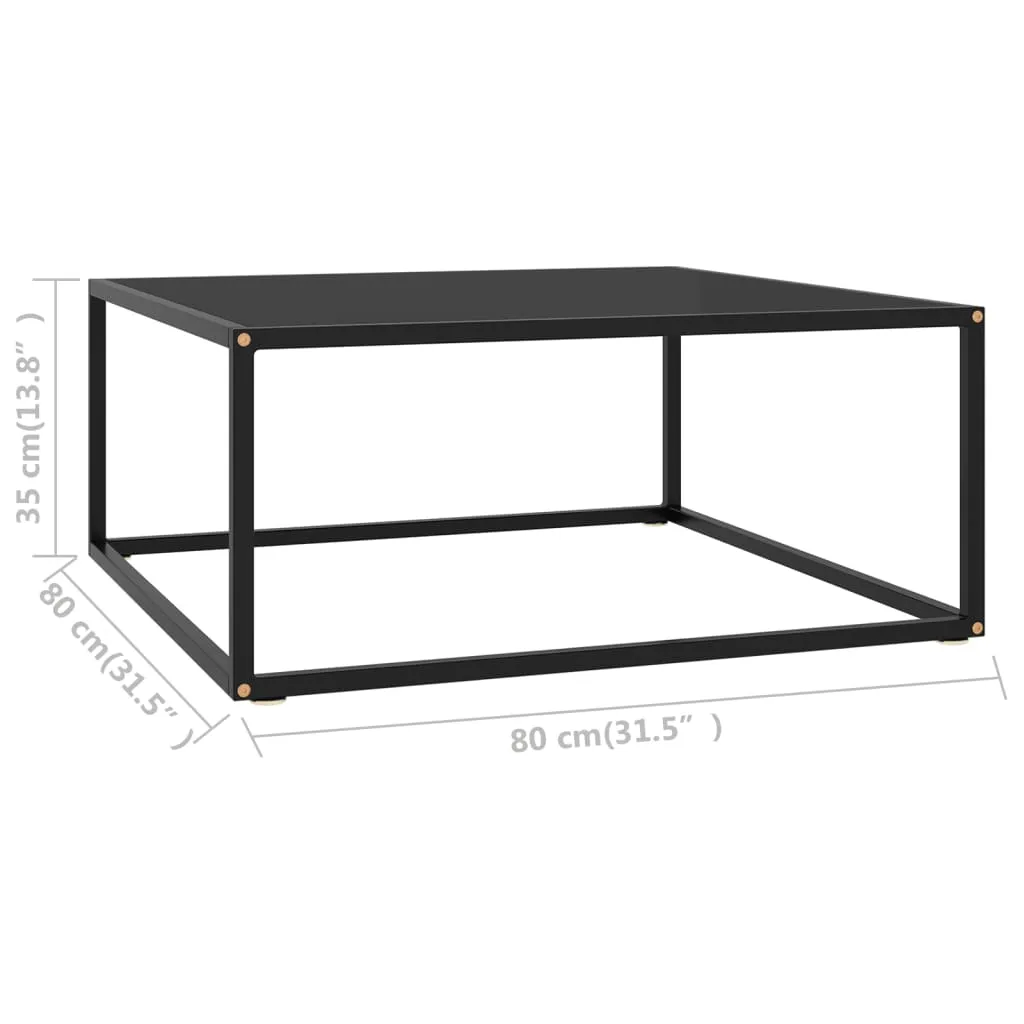 Coffee Table Black with Black Glass 80x80x35 cm