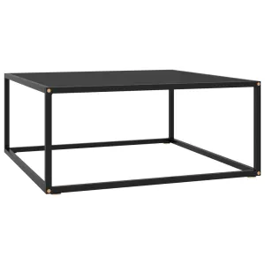 Coffee Table Black with Black Glass 80x80x35 cm