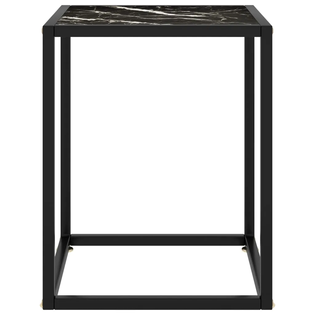 Coffee Table Black with Black Marble Glass 40x40x50 cm