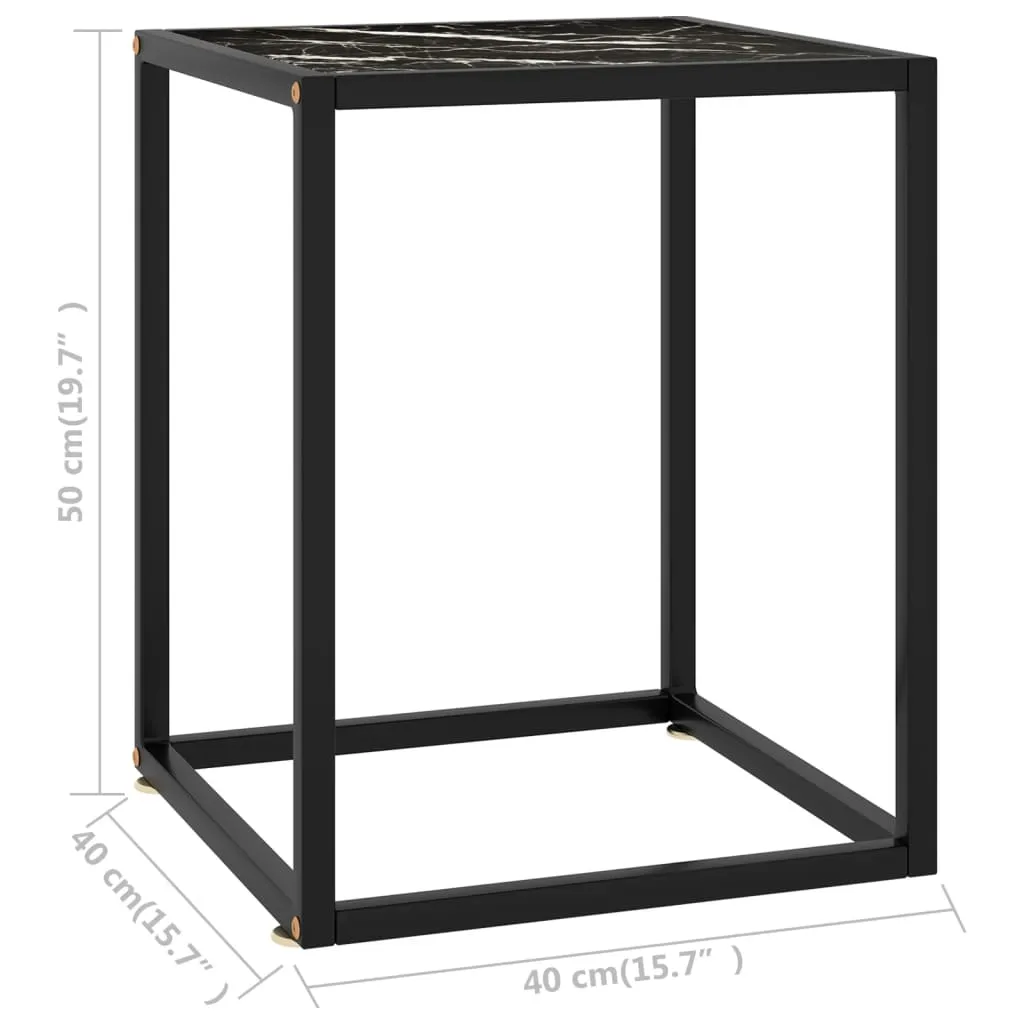 Coffee Table Black with Black Marble Glass 40x40x50 cm