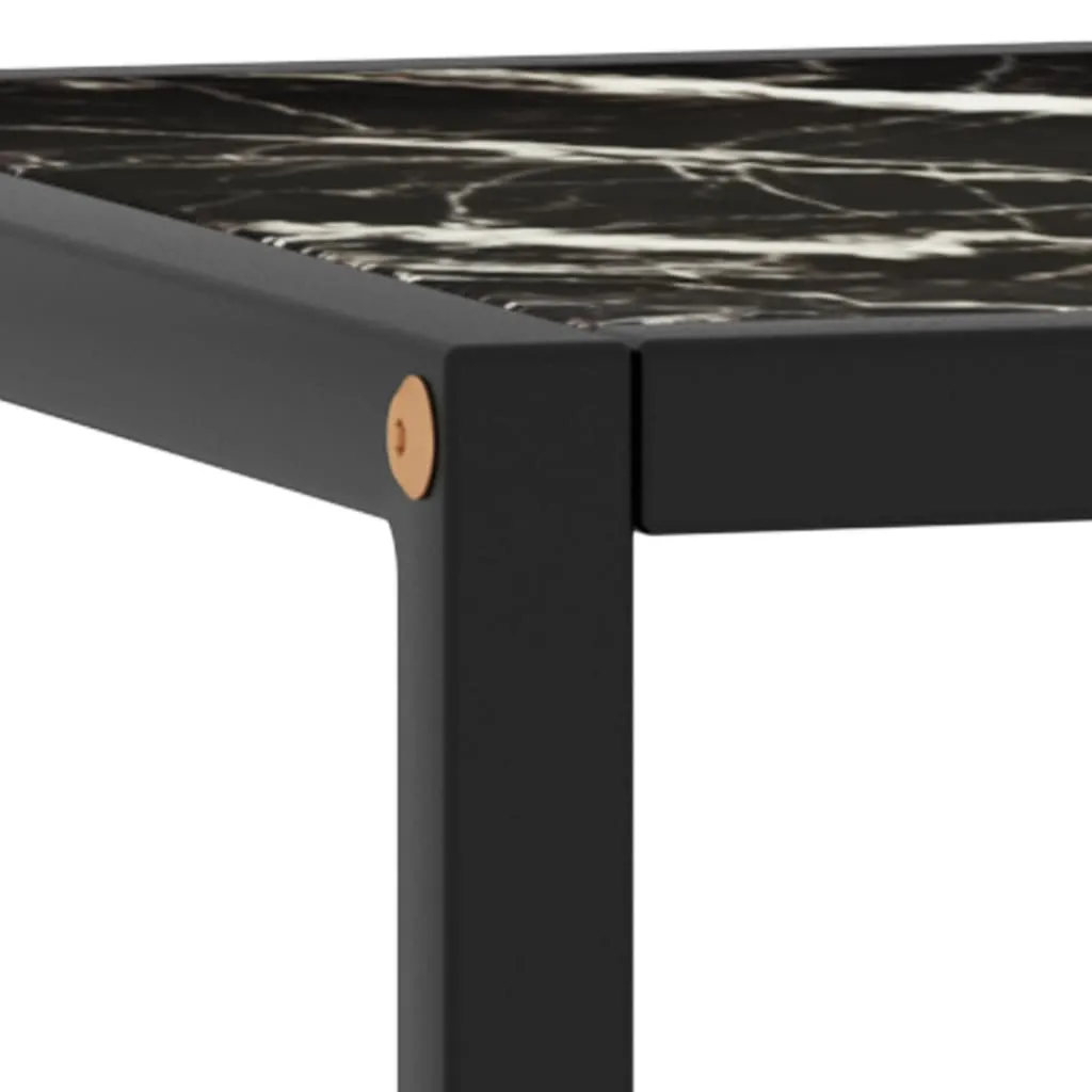 Coffee Table Black with Black Marble Glass 40x40x50 cm