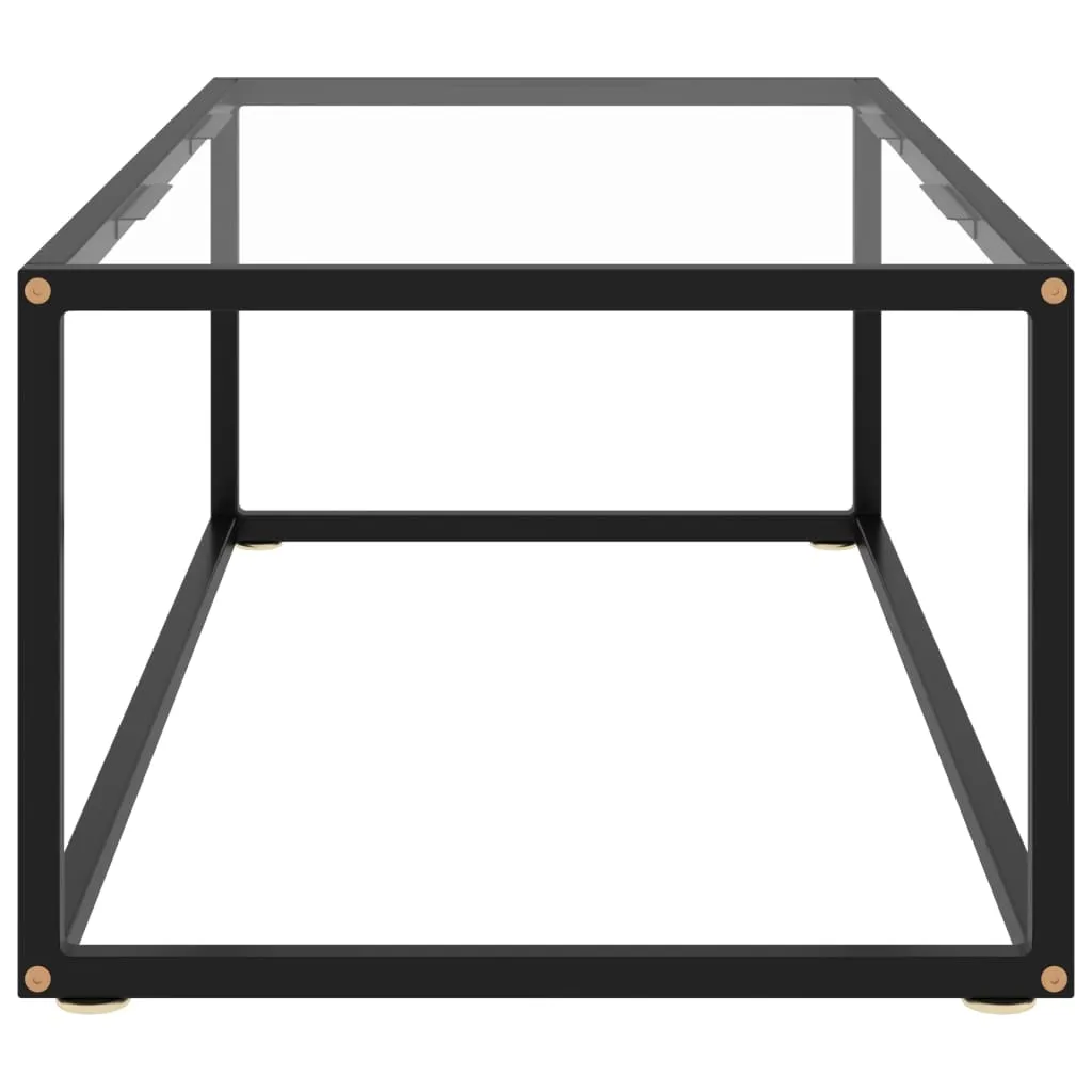 Coffee Table Black with Tempered Glass 100x50x35 cm