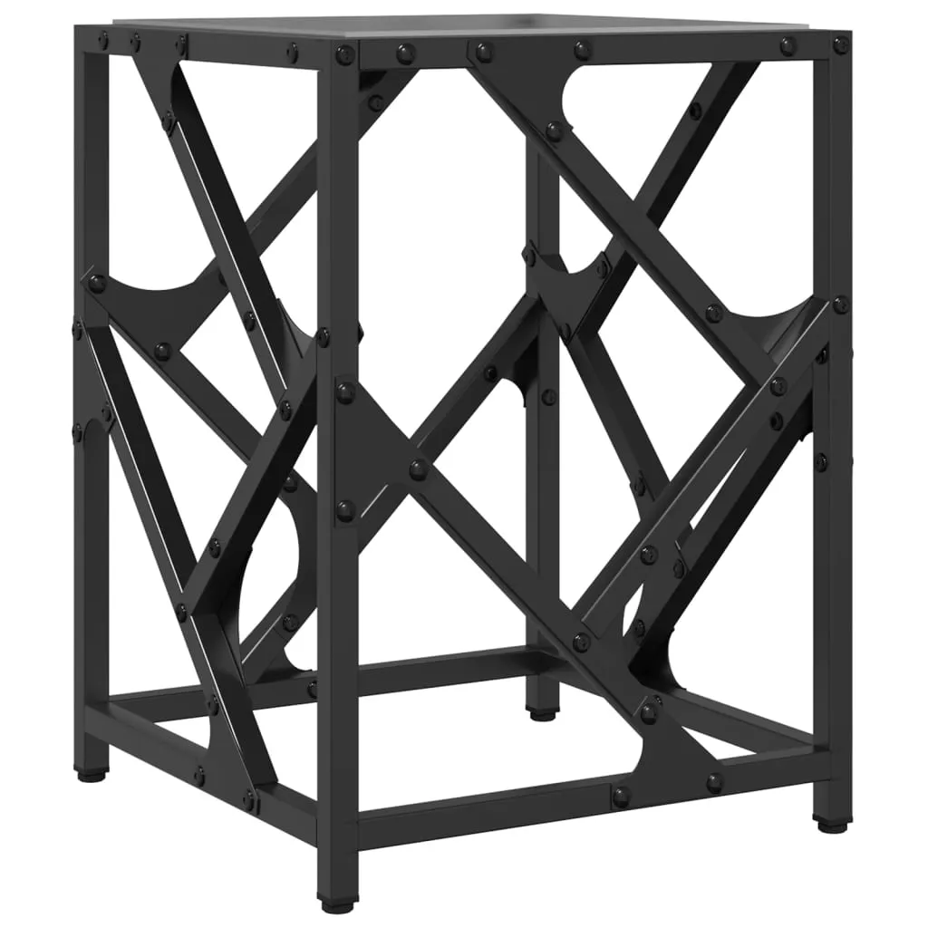 Coffee Table with Black Glass Top 30x30x41 cm Steel