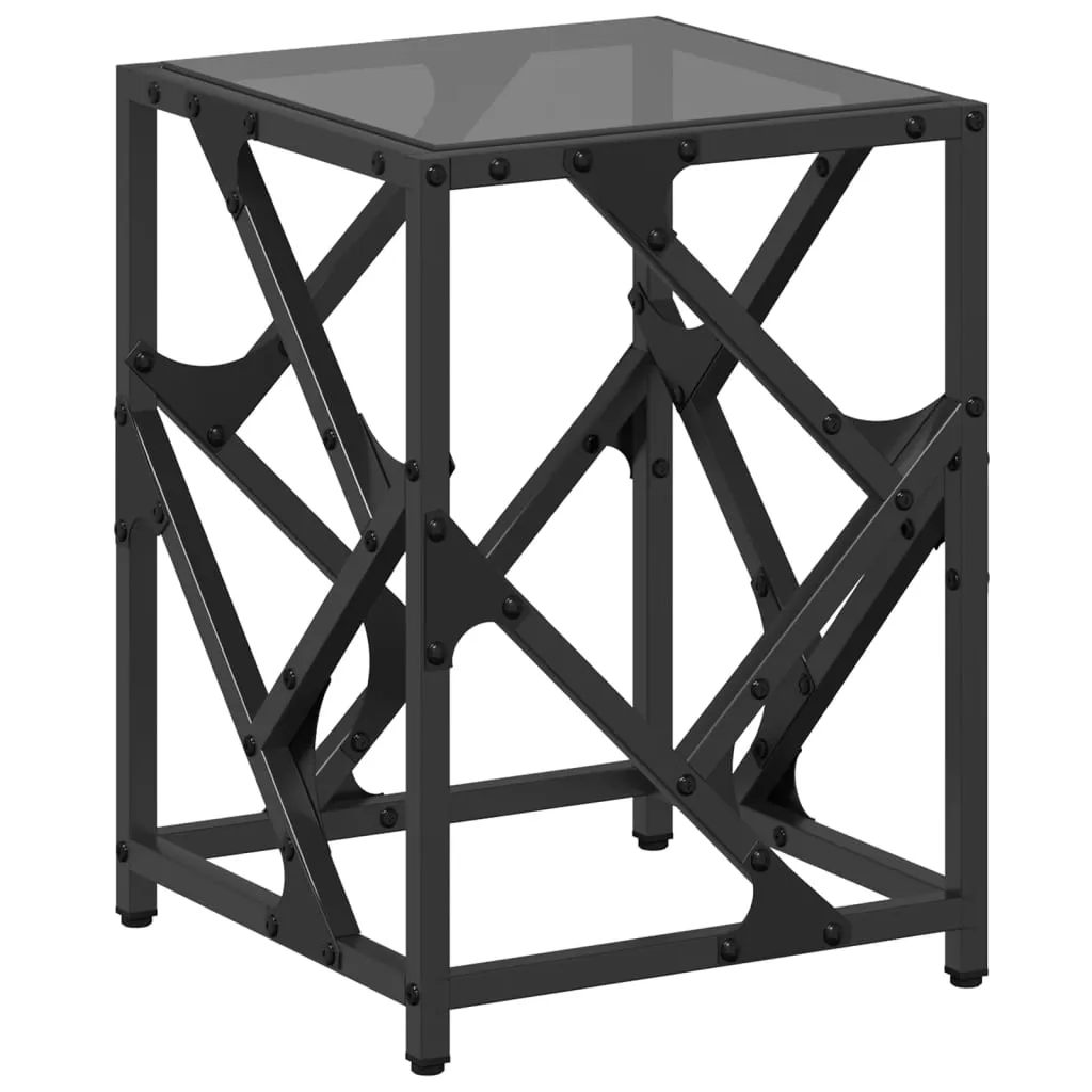 Coffee Table with Black Glass Top 30x30x41 cm Steel