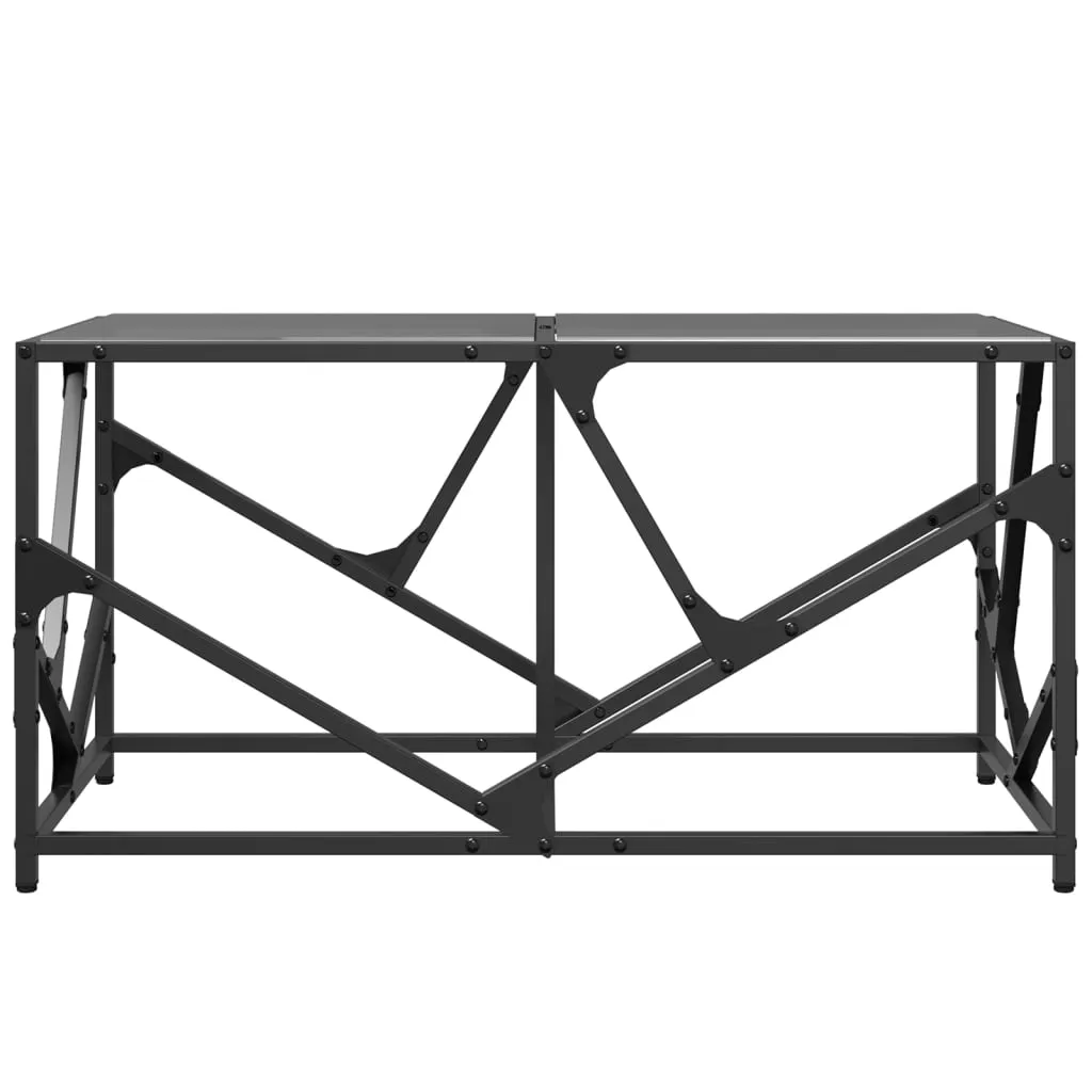 Coffee Table with Black Glass Top 78.5x40x41 cm Steel