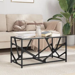 Coffee Table with Black Glass Top 78.5x40x41 cm Steel