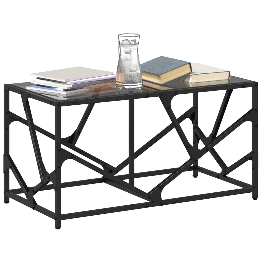 Coffee Table with Black Glass Top 78.5x40x41 cm Steel