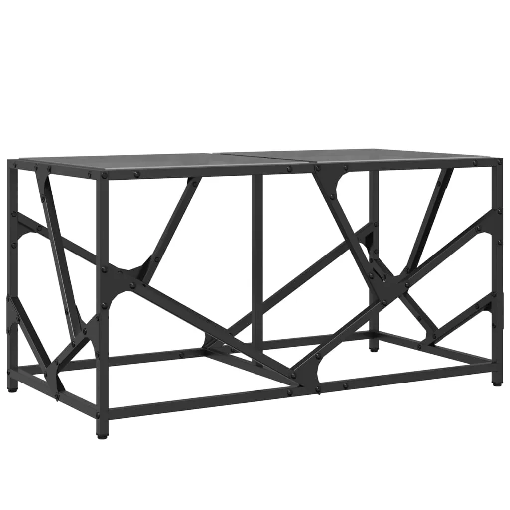 Coffee Table with Black Glass Top 78.5x40x41 cm Steel