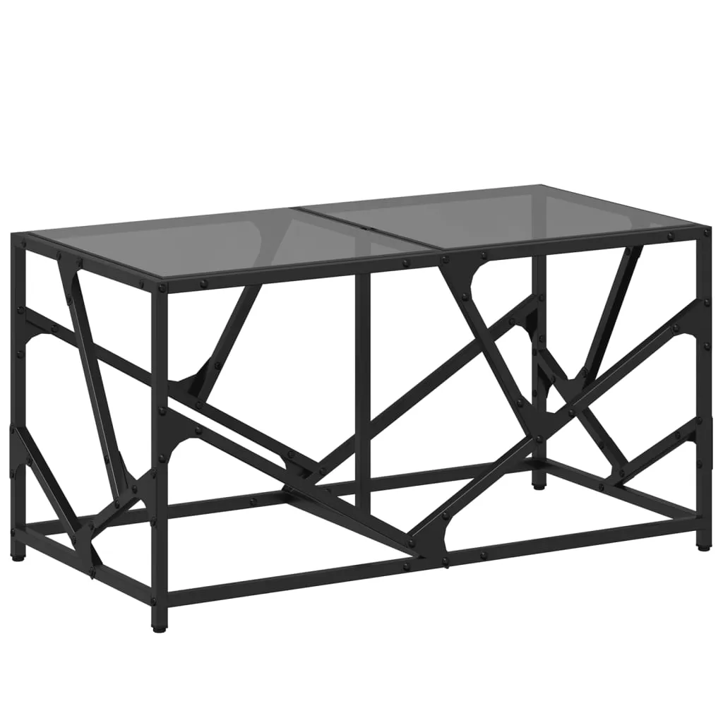 Coffee Table with Black Glass Top 78.5x40x41 cm Steel