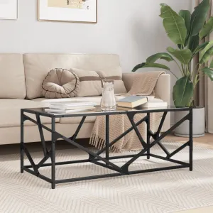 Coffee Table with Black Glass Top 98.5x50x41 cm Steel