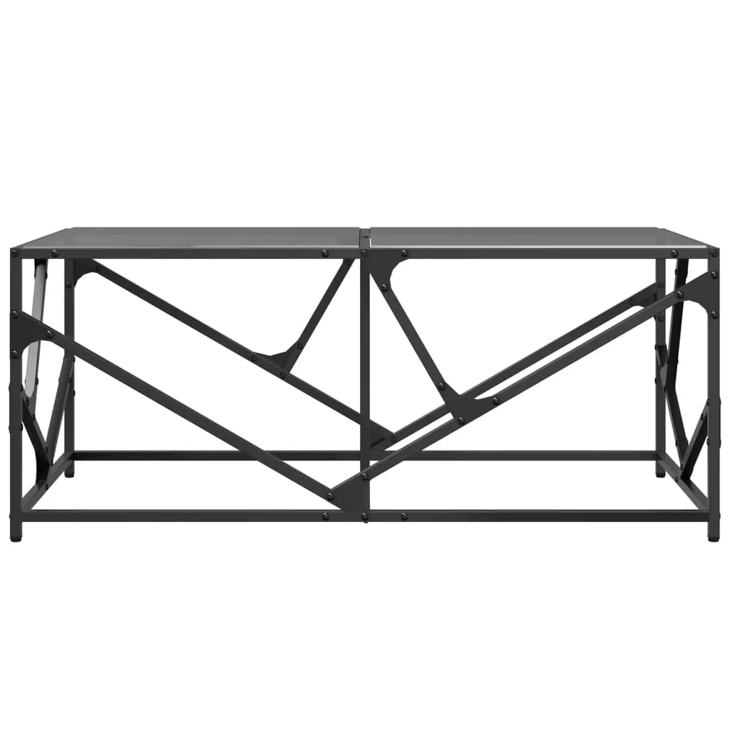 Coffee Table with Black Glass Top 98.5x50x41 cm Steel