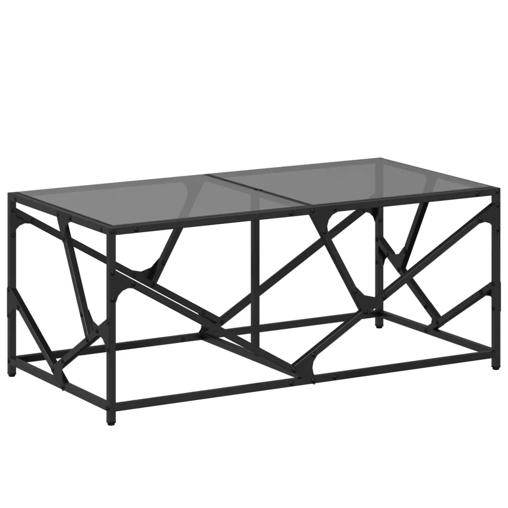 Coffee Table with Black Glass Top 98.5x50x41 cm Steel