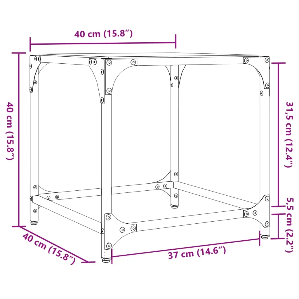 Coffee Table with Transparent Glass Top 40x40x40 cm Steel