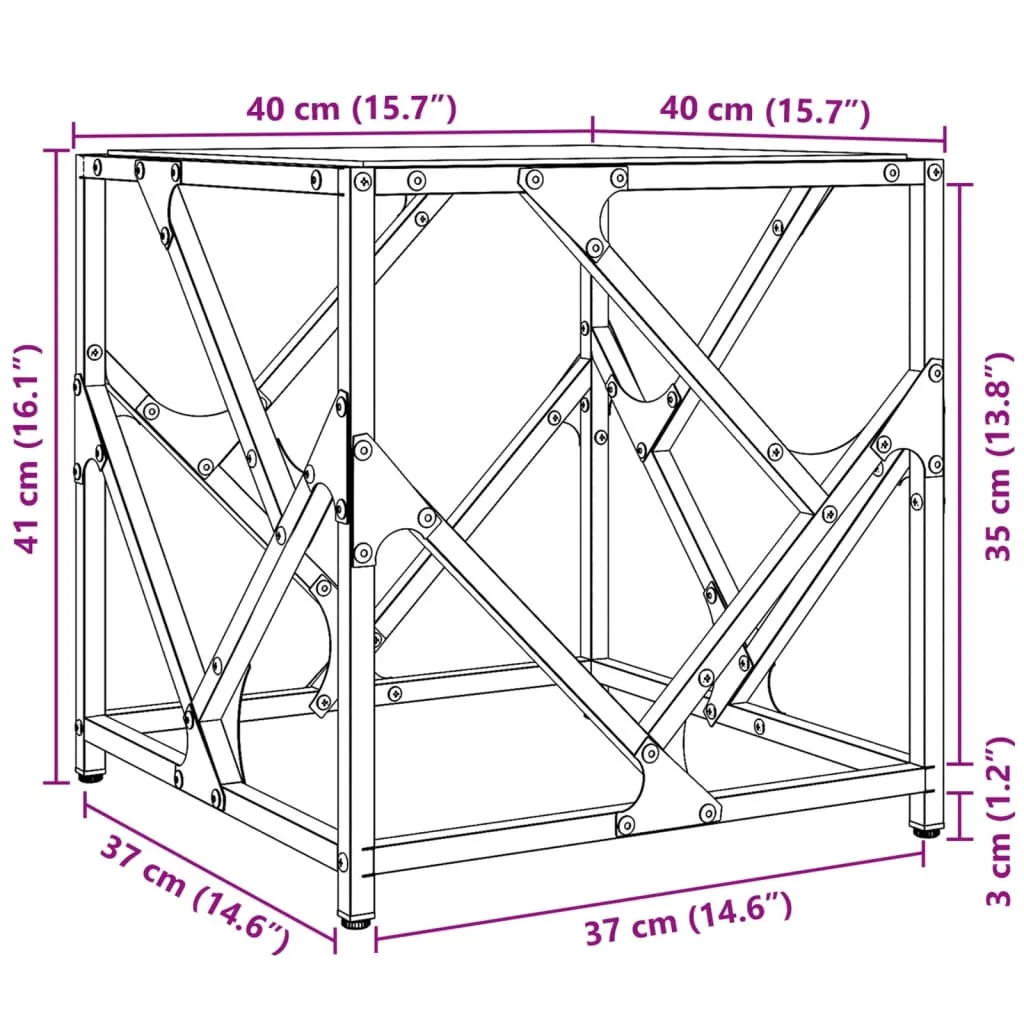 Coffee Table with Transparent Glass Top 40x40x41 cm Steel