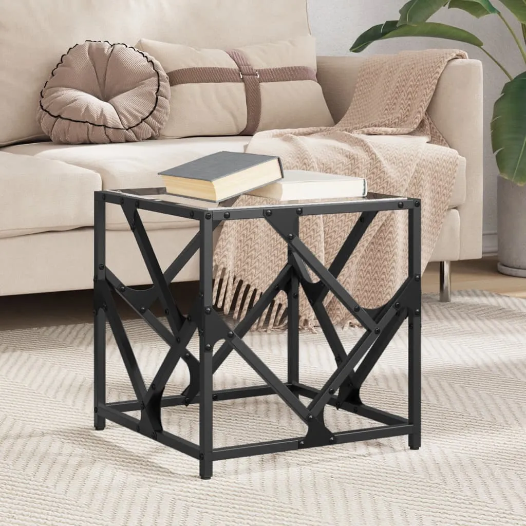 Coffee Table with Transparent Glass Top 40x40x41 cm Steel