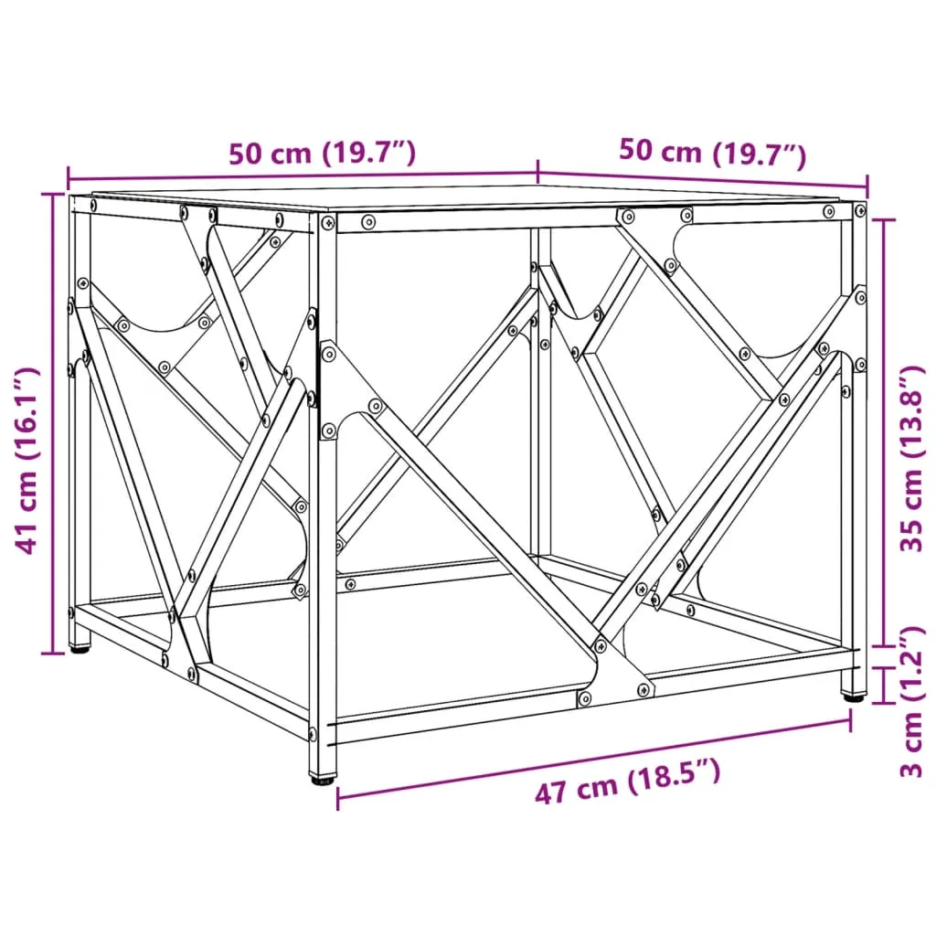 Coffee Table with Transparent Glass Top 50x50x41 cm Steel