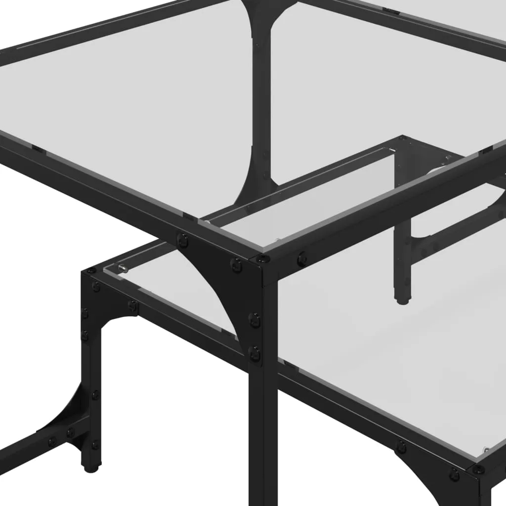 Coffee Table with Transparent Glass Top 98.5x50x45 cm Steel