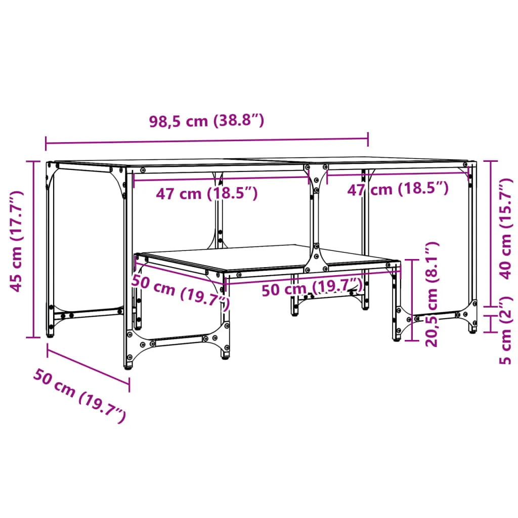 Coffee Table with Transparent Glass Top 98.5x50x45 cm Steel