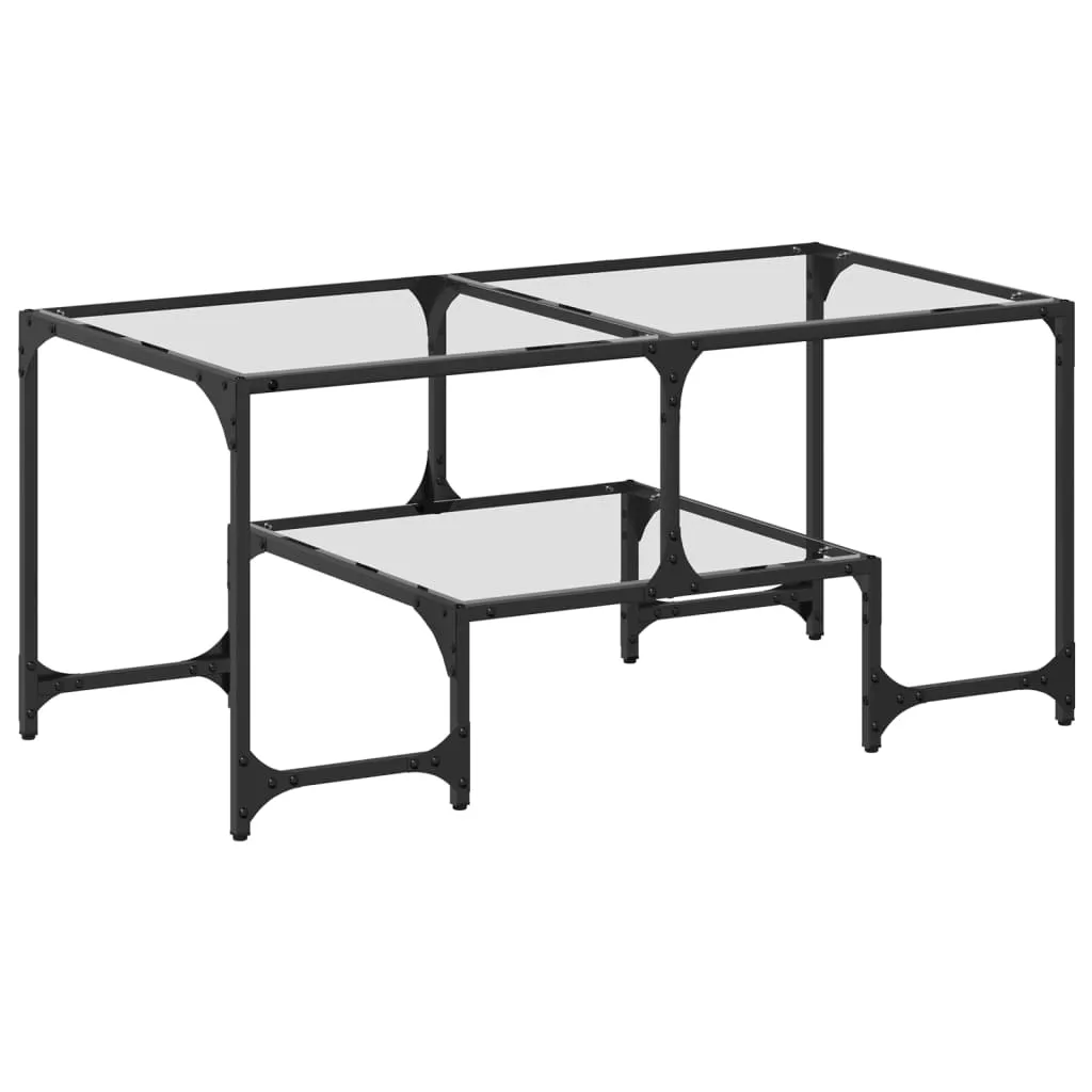 Coffee Table with Transparent Glass Top 98.5x50x45 cm Steel