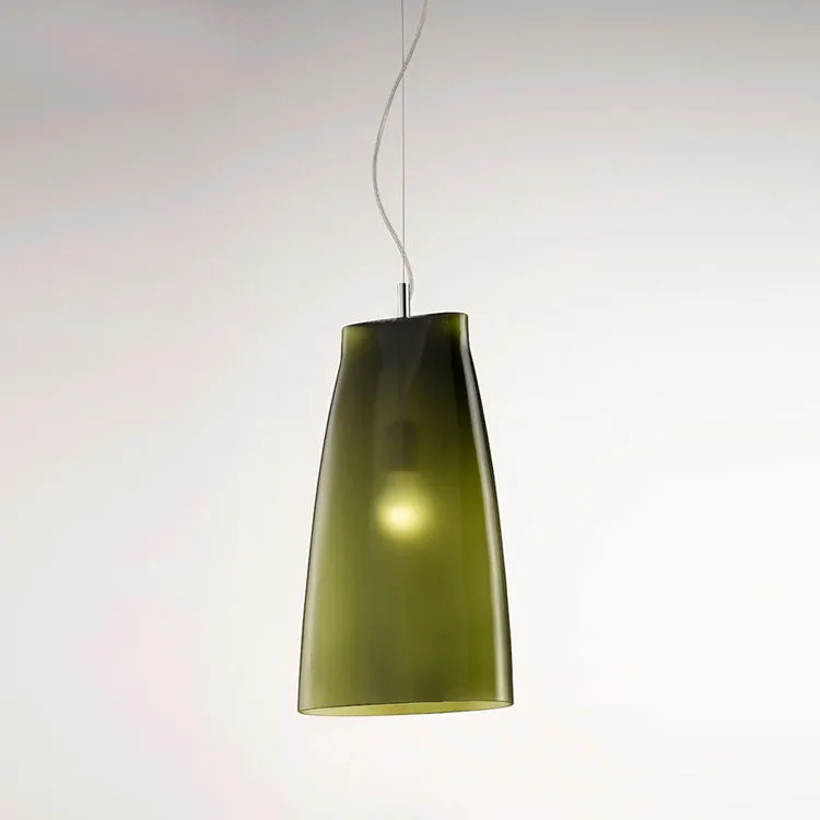 Contemporary Olive Green Or Milky White Balloton Murano Glass Pendant Light