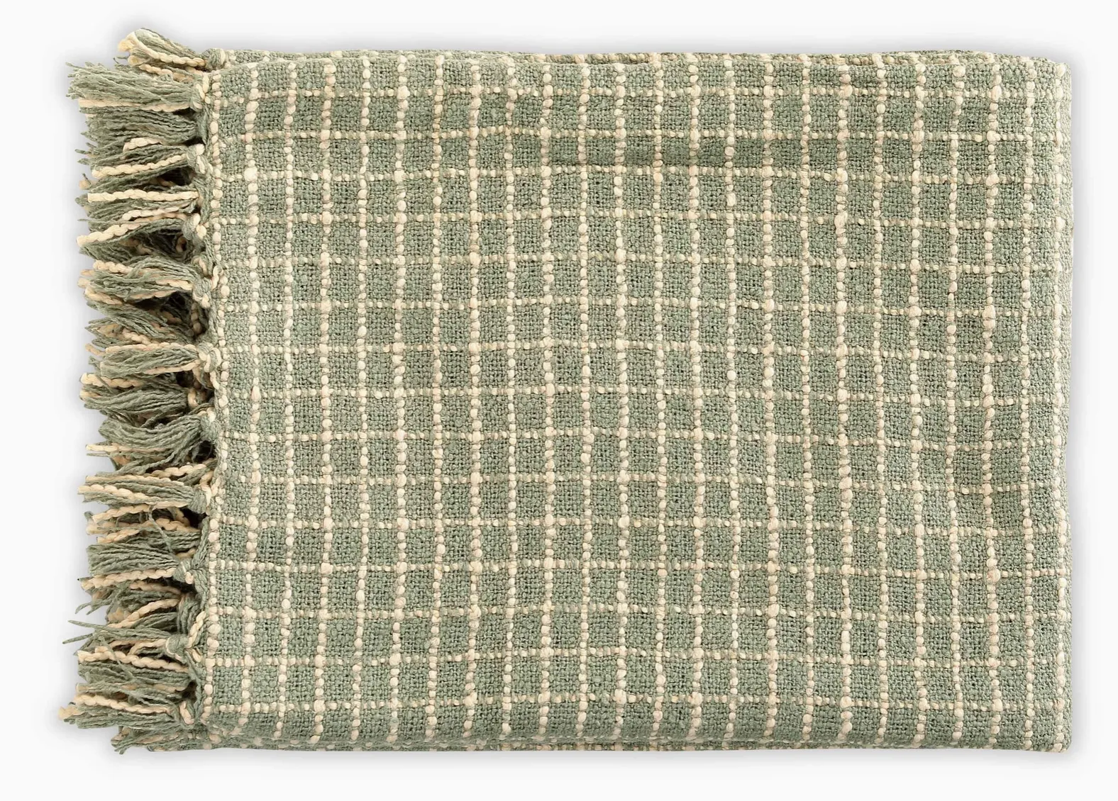 Cotton Boucle Small Checkered Throw Blanket, 2 Colors