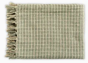 Cotton Boucle Small Checkered Throw Blanket, 2 Colors