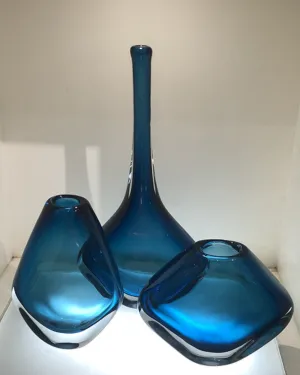 Crab Blue Vases Set of 3 - Angie Homes