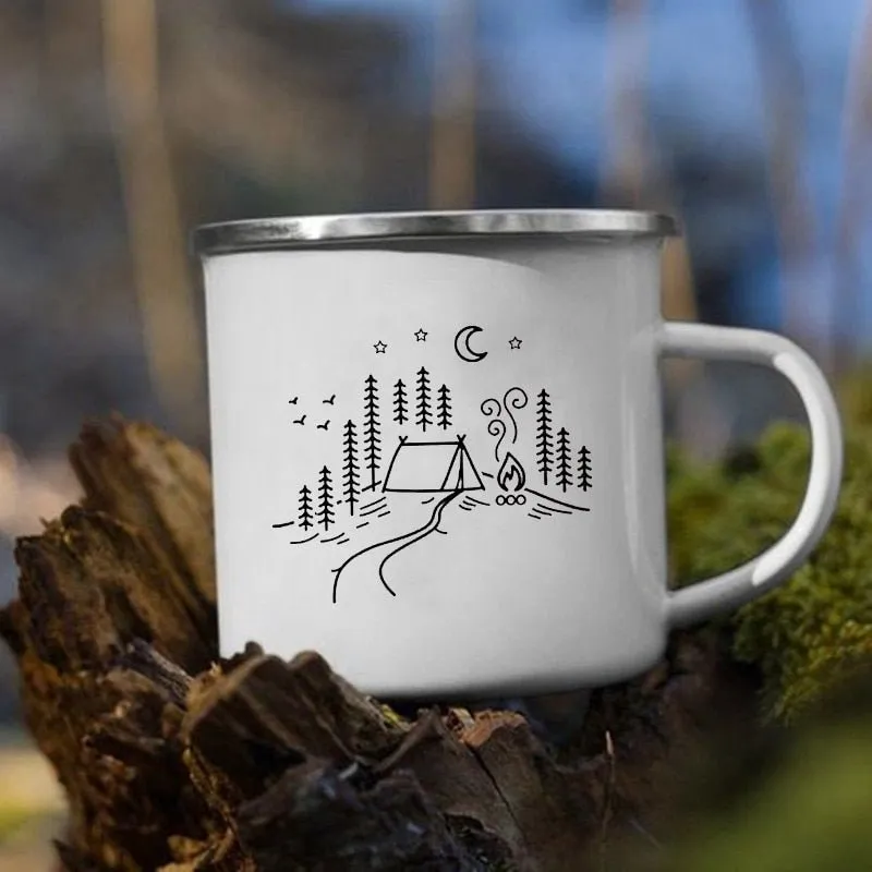 Creative Camping Enamel Mug for Coffee and Tea