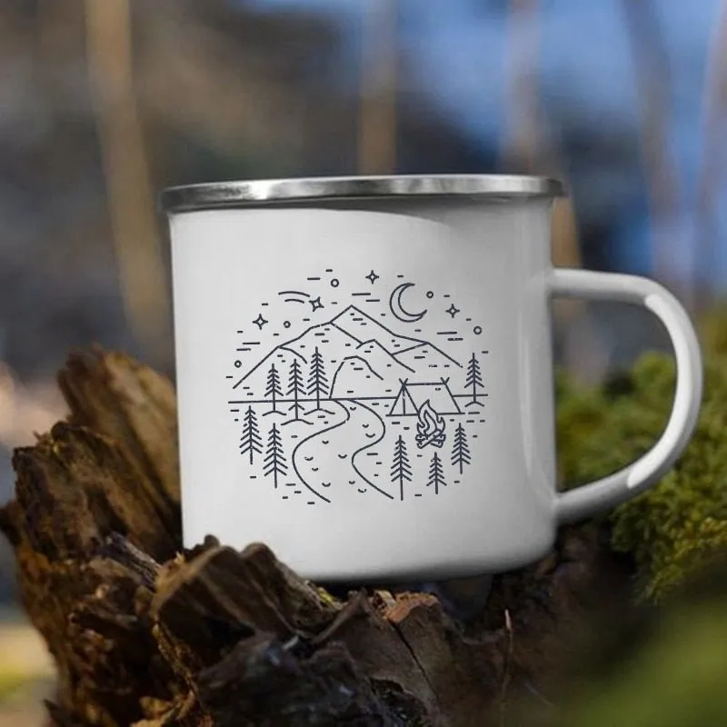 Creative Camping Enamel Mug for Coffee and Tea