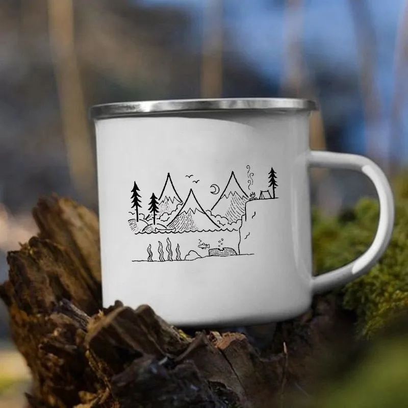 Creative Camping Enamel Mug for Coffee and Tea