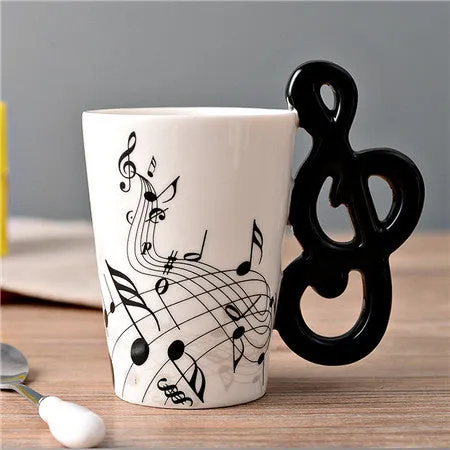 Creative Guitar Ceramic Cup Personality Music Note Milk Juice Lemon Mug Coffee Tea Cup Home Office Drinkware Unique Gift