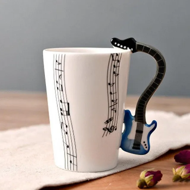 Creative Guitar Ceramic Cup Personality Music Note Milk Juice Lemon Mug Coffee Tea Cup Home Office Drinkware Unique Gift