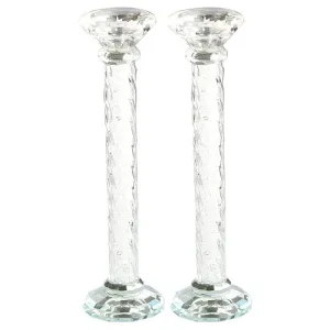 Crystal Candlesticks 26cm- With Decorative Stones