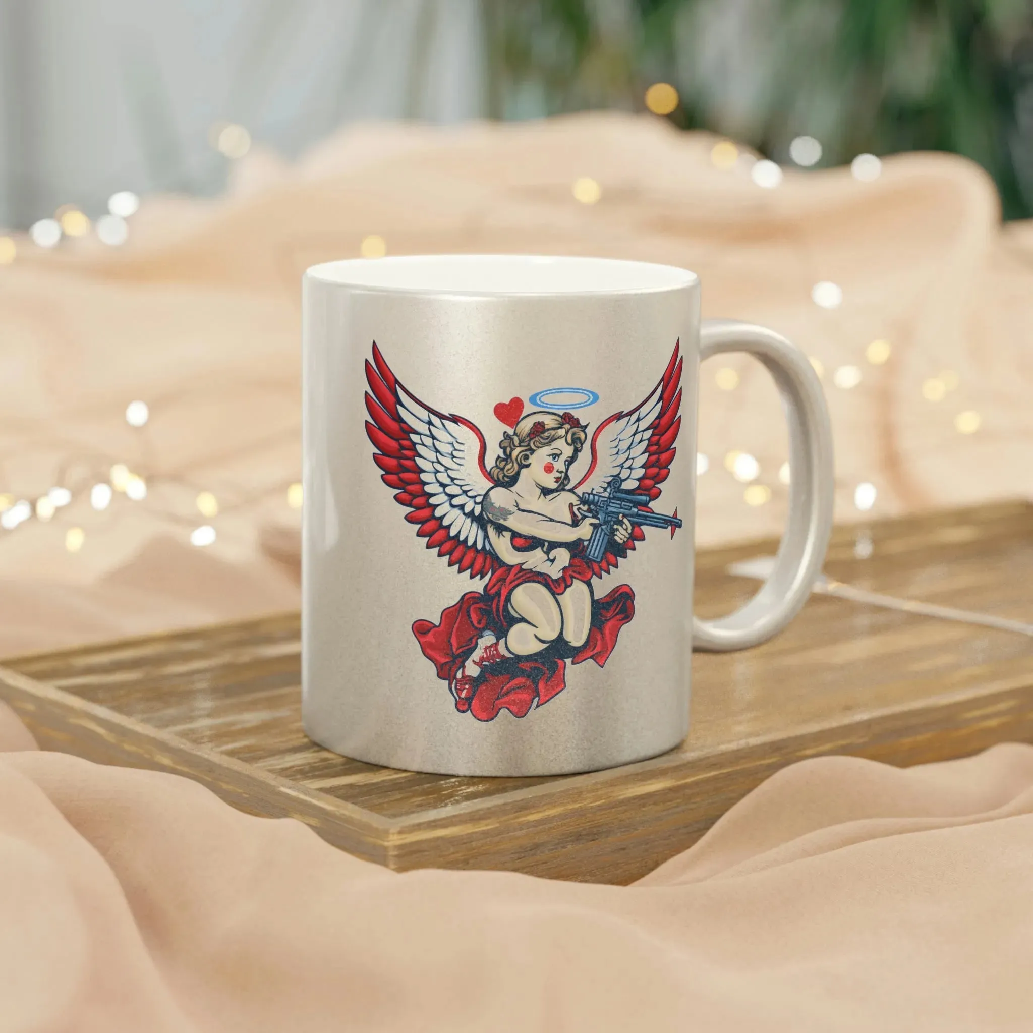 Cupid AR-15 Valentine's Day Metallic Mug (Silver\Gold)