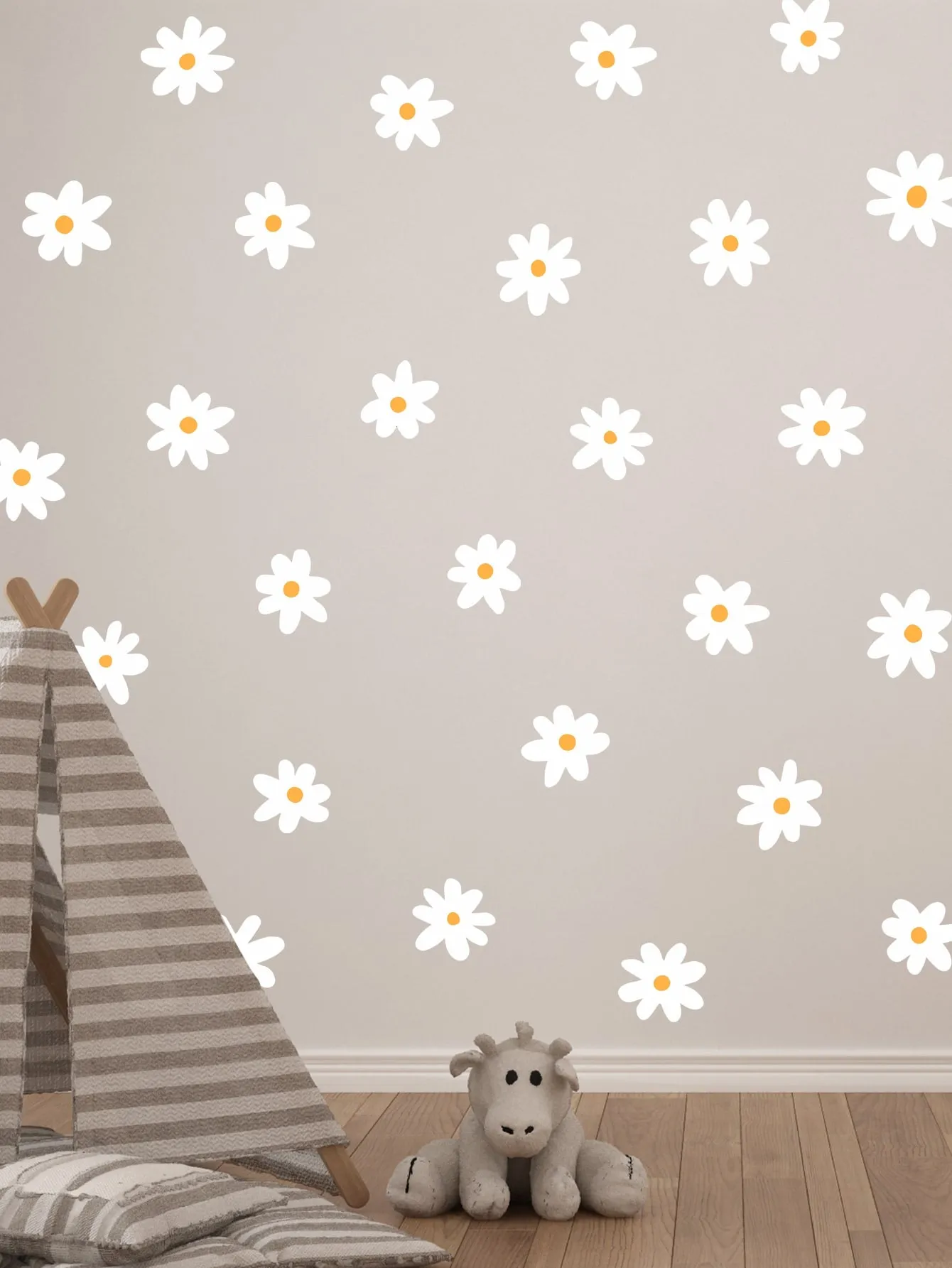 Daisy Print Wall Sticker Creative Decor Wall Art Adhesive Wall Decals