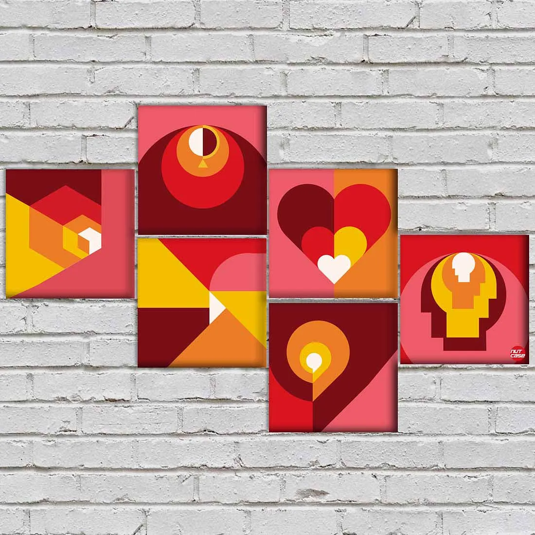 Designer Wall Art Home Decor -Set Of 6 -  Hearts