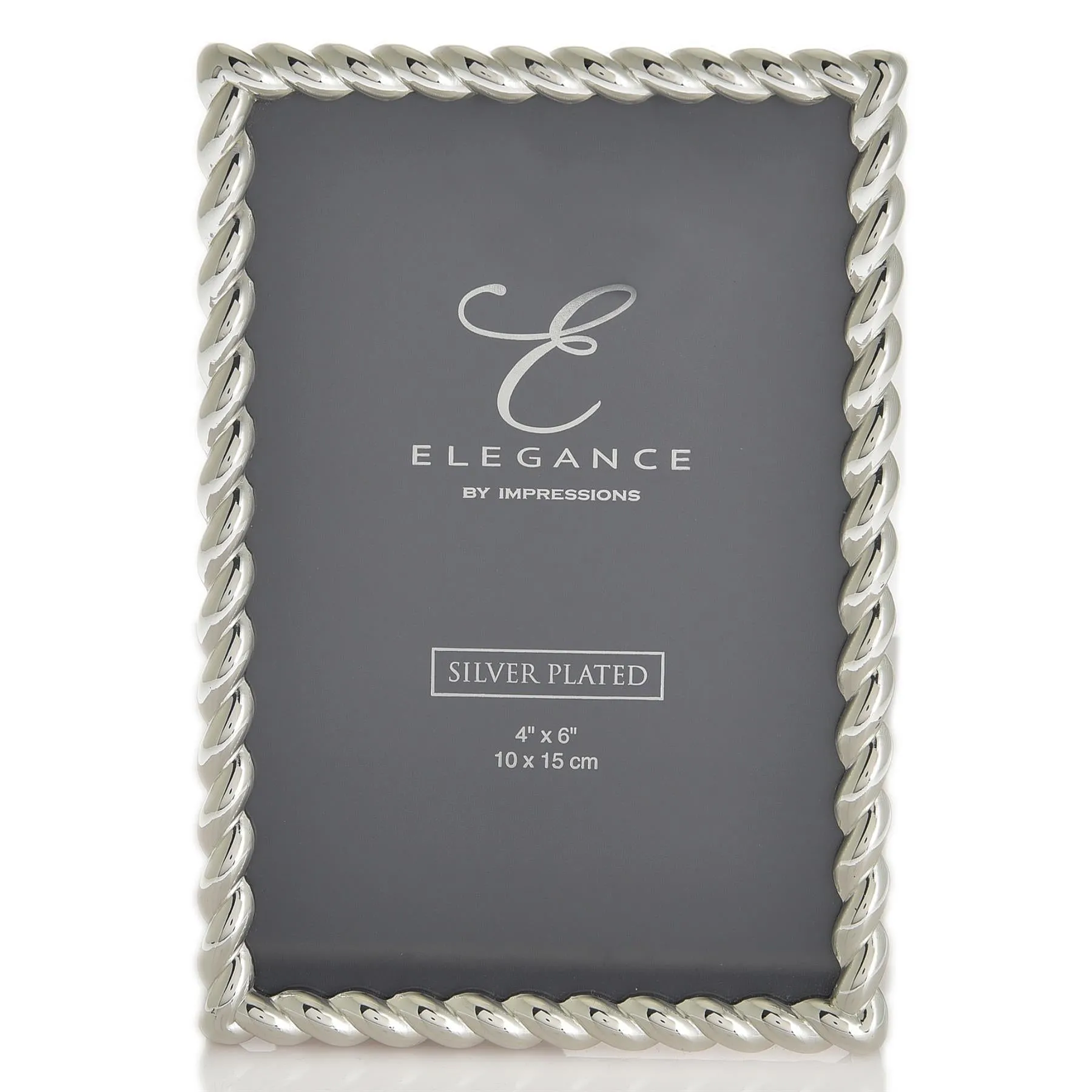 Elegance by Impressions Silver Plated Rope Twist Photo Frame with Gift Box