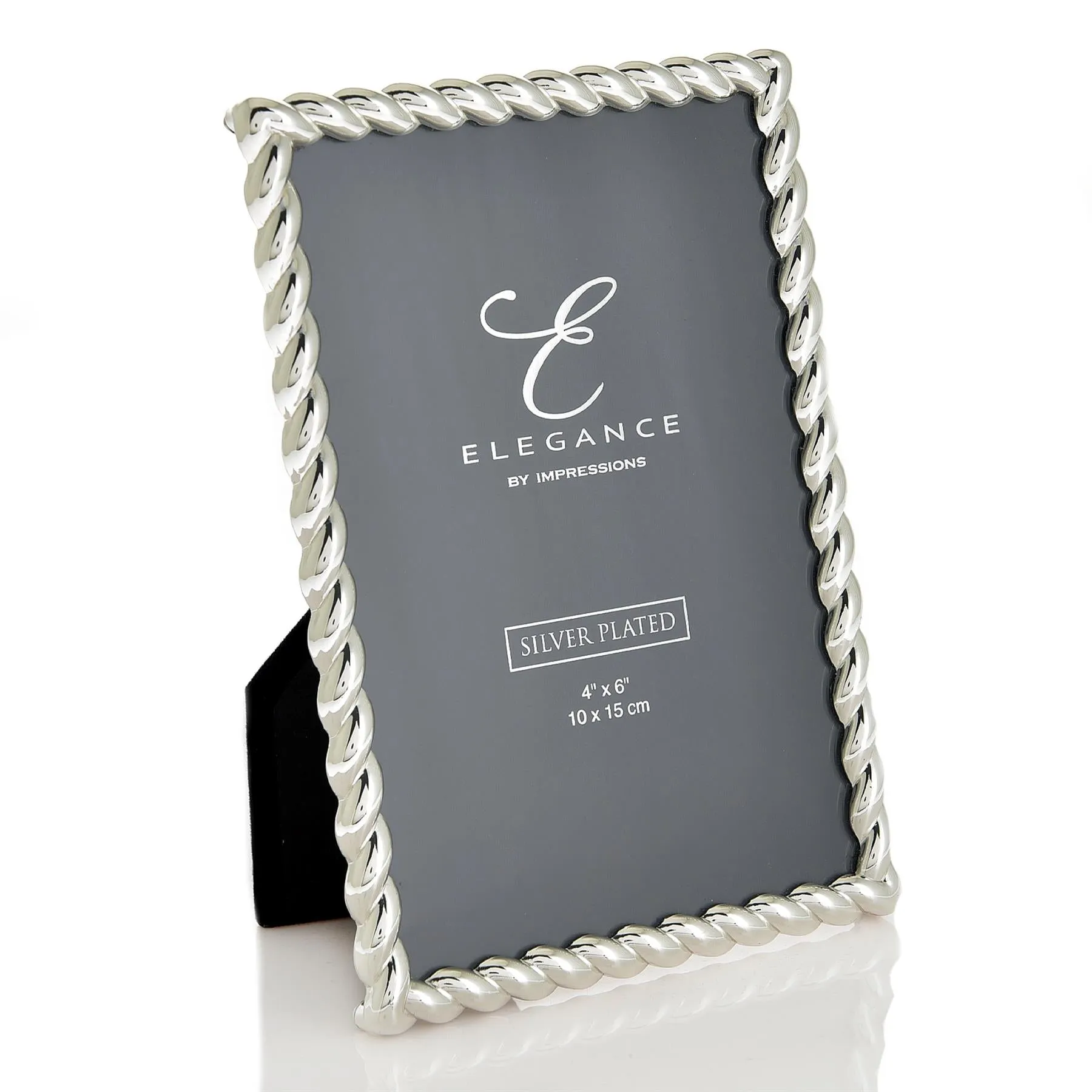 Elegance by Impressions Silver Plated Rope Twist Photo Frame with Gift Box