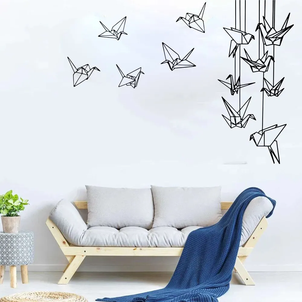 Geometric Origami Birds Line Art Wall Stickers Removable PVC Vinyl Wall Decals Decorative Mural For Creative DIY Home Wall Art Decor