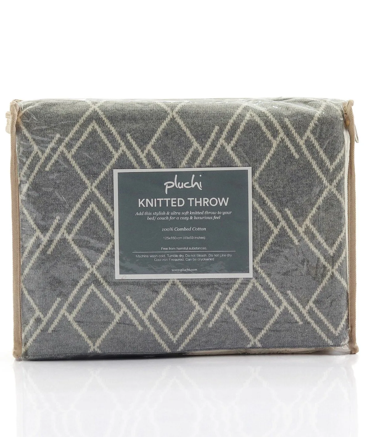 Gianna - Light Grey & Natural 100% Cotton Knitted All Season AC Throw Blanket