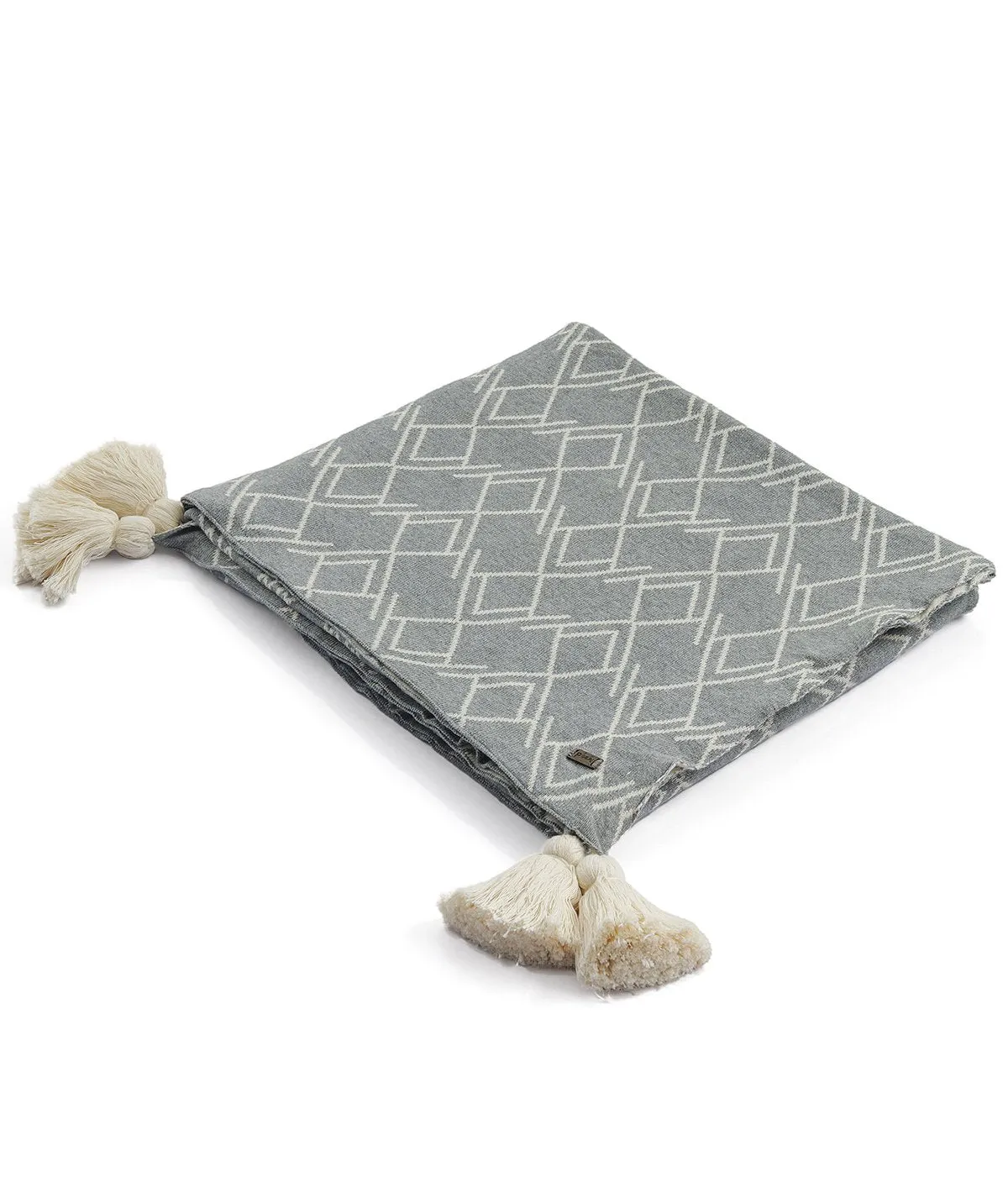 Gianna - Light Grey & Natural 100% Cotton Knitted All Season AC Throw Blanket