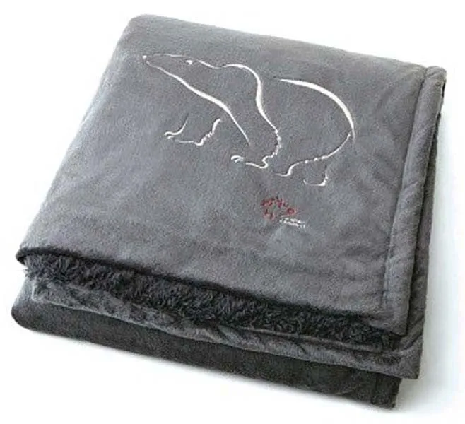 Graham Howard© "Polar Bear" Embroidered Alpaca Throw - Charcoal Grey