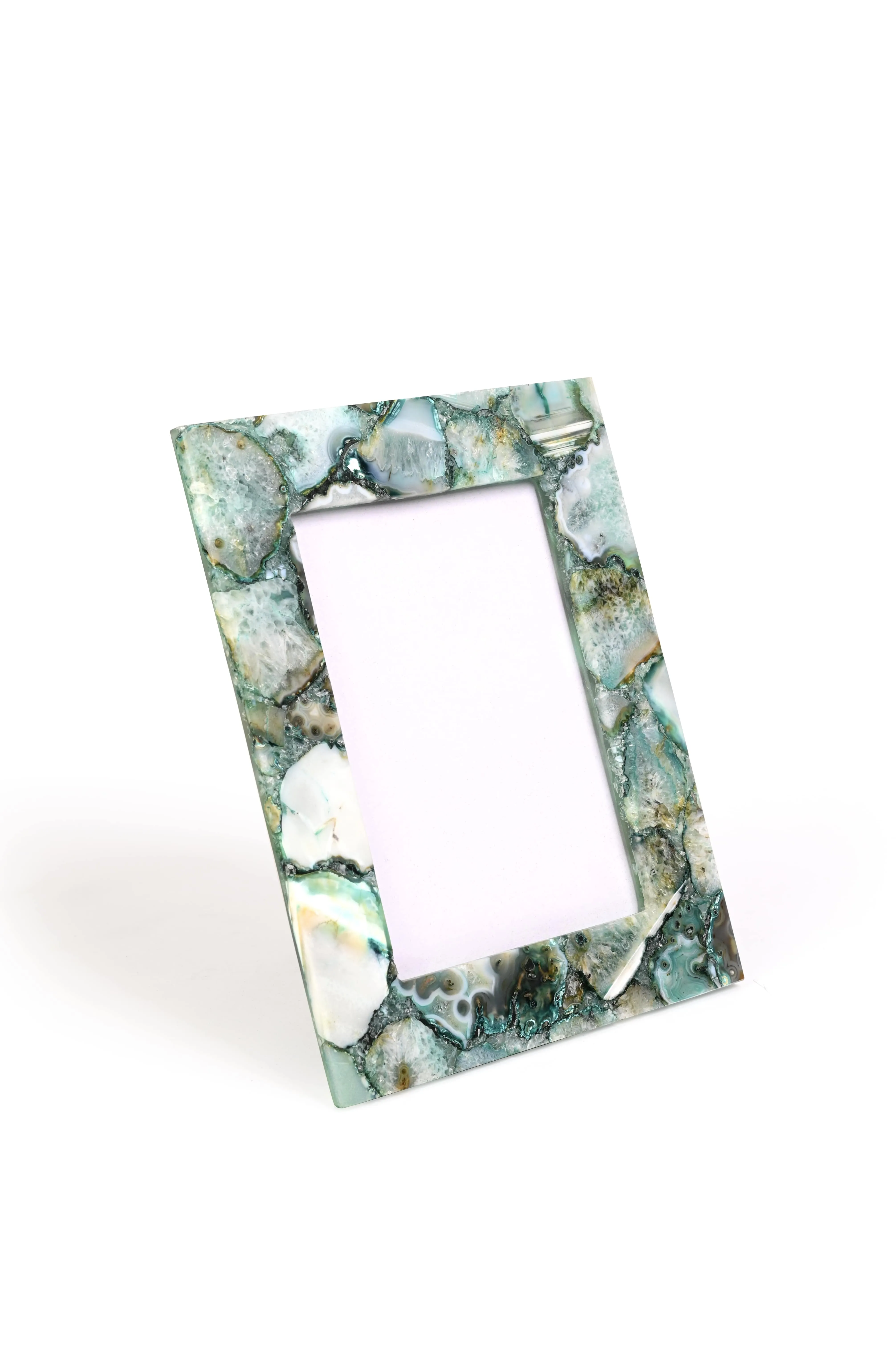 Green Agate Photo Frame - Natural Stone Elegance for Cherished Memories