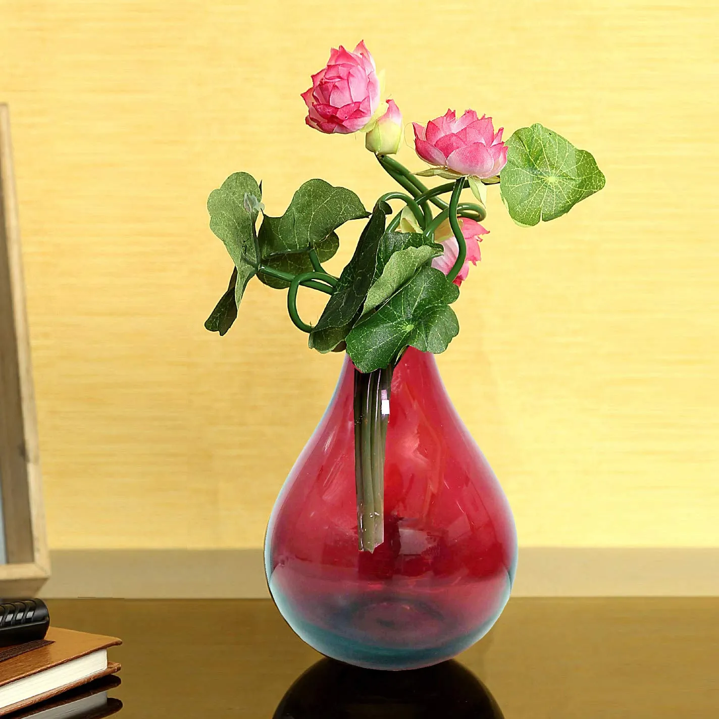 Incrizma Glass Flower Vase (5 X 7 In, Red)