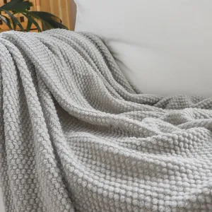 Knitted Throw Blanket with Tassels | Light Grey