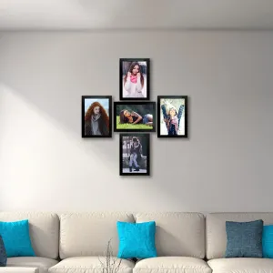 Kuber Industries Collage Photo Frame For Living Room, Wall Set of 5 (Black) Size: 6x8-5 Pc.