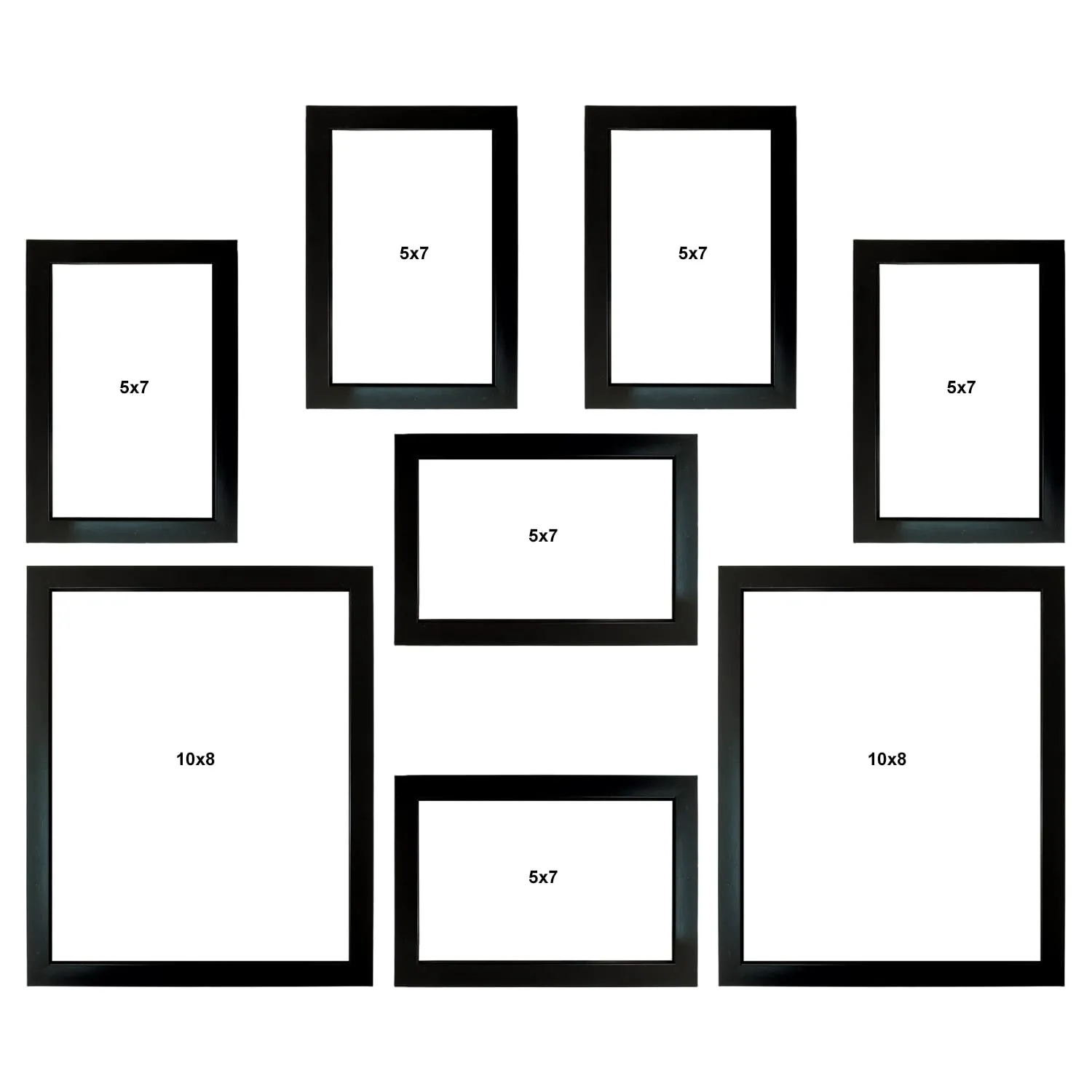 Kuber Industries Collage Photo Frame For Living Room, Wall Set of 8 (Black) Size: 5x7-6 Pc., 8x10-2 Pc.