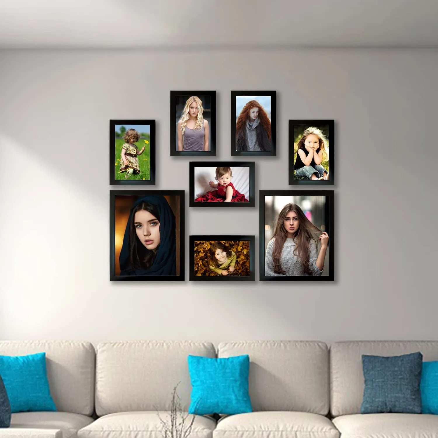 Kuber Industries Collage Photo Frame For Living Room, Wall Set of 8 (Black) Size: 5x7-6 Pc., 8x10-2 Pc.