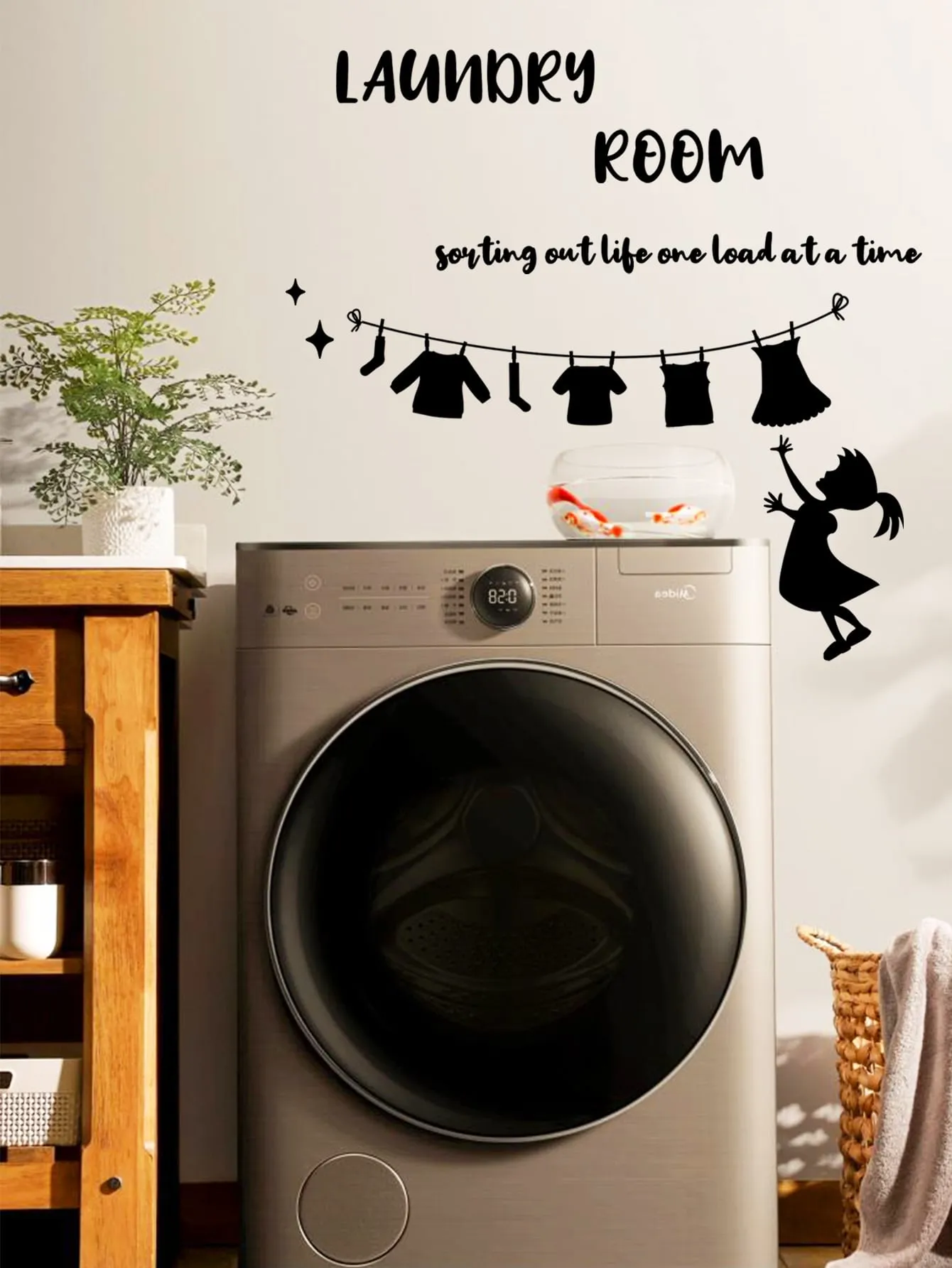 Laundry Room Wall Sticker Decorative Wall Art Decal Creative Design for Home