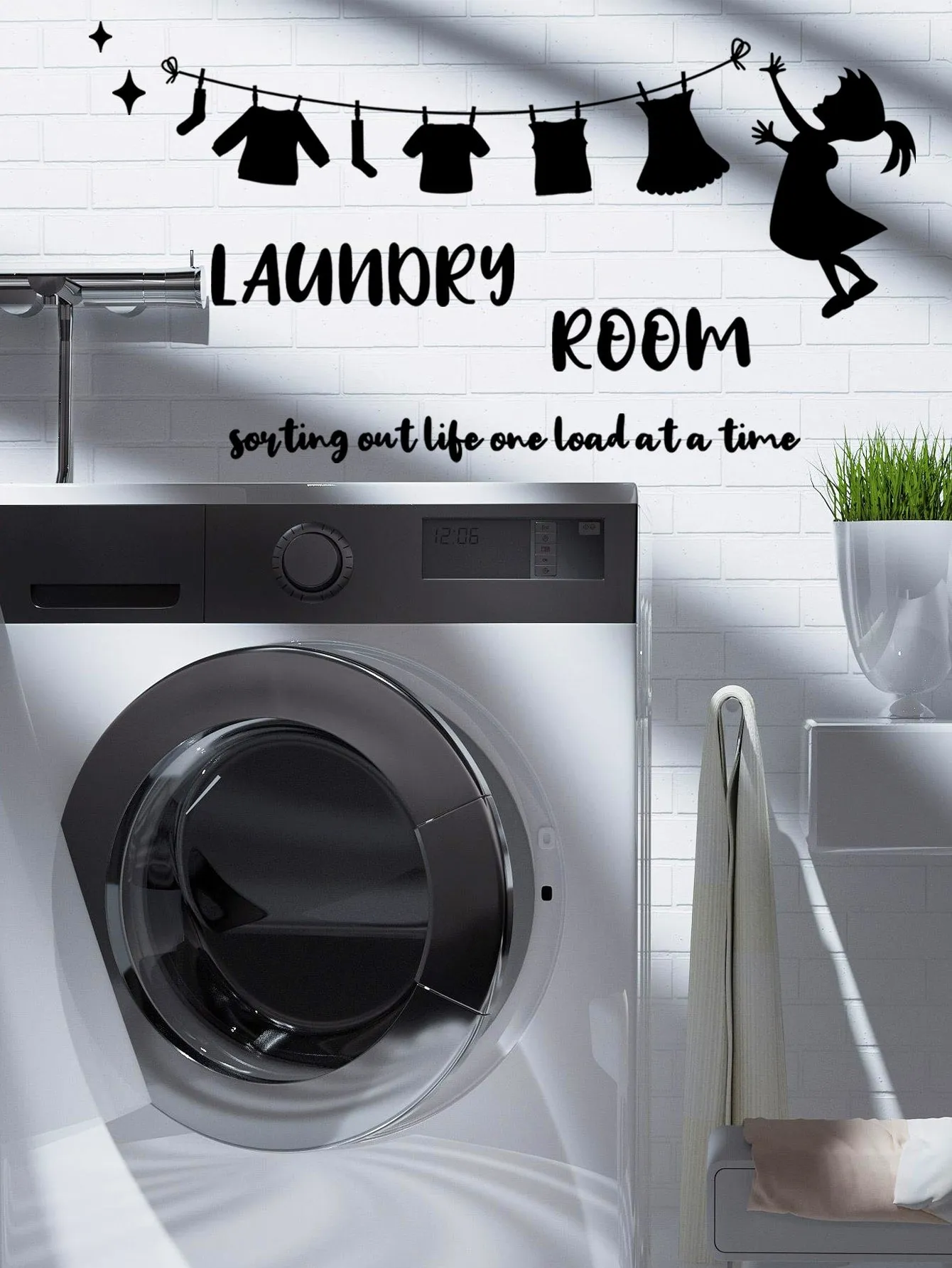 Laundry Room Wall Sticker Decorative Wall Art Decal Creative Design for Home